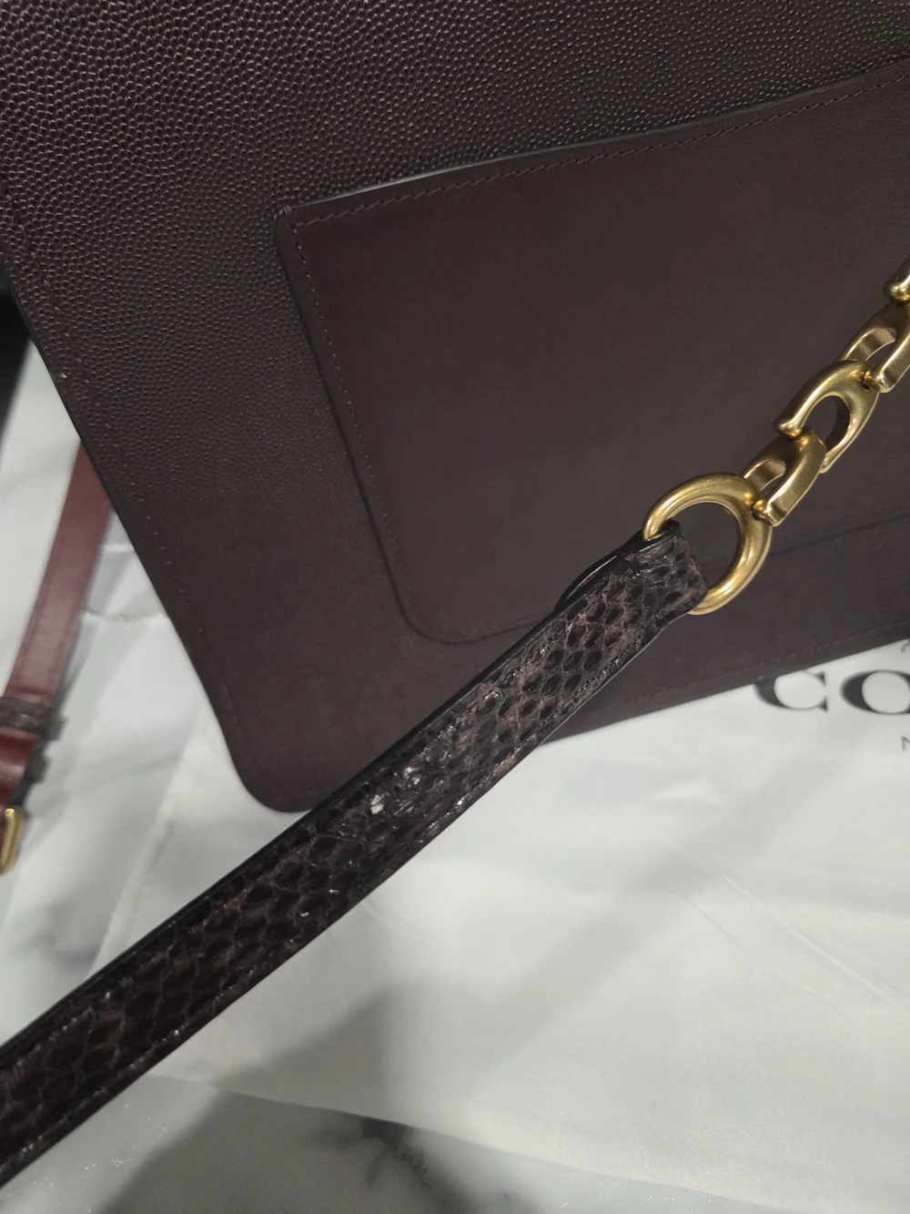 Coach Parker Colorblock with Snakeskin handle and strap